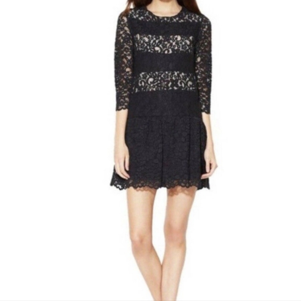 Sandro Black Lace Formal Mini Dress